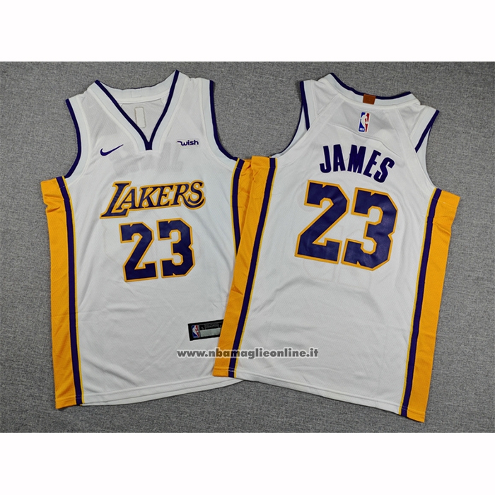 Maglia Bambino Los Angeles Lakers Lebron James No 23 Association Bianco